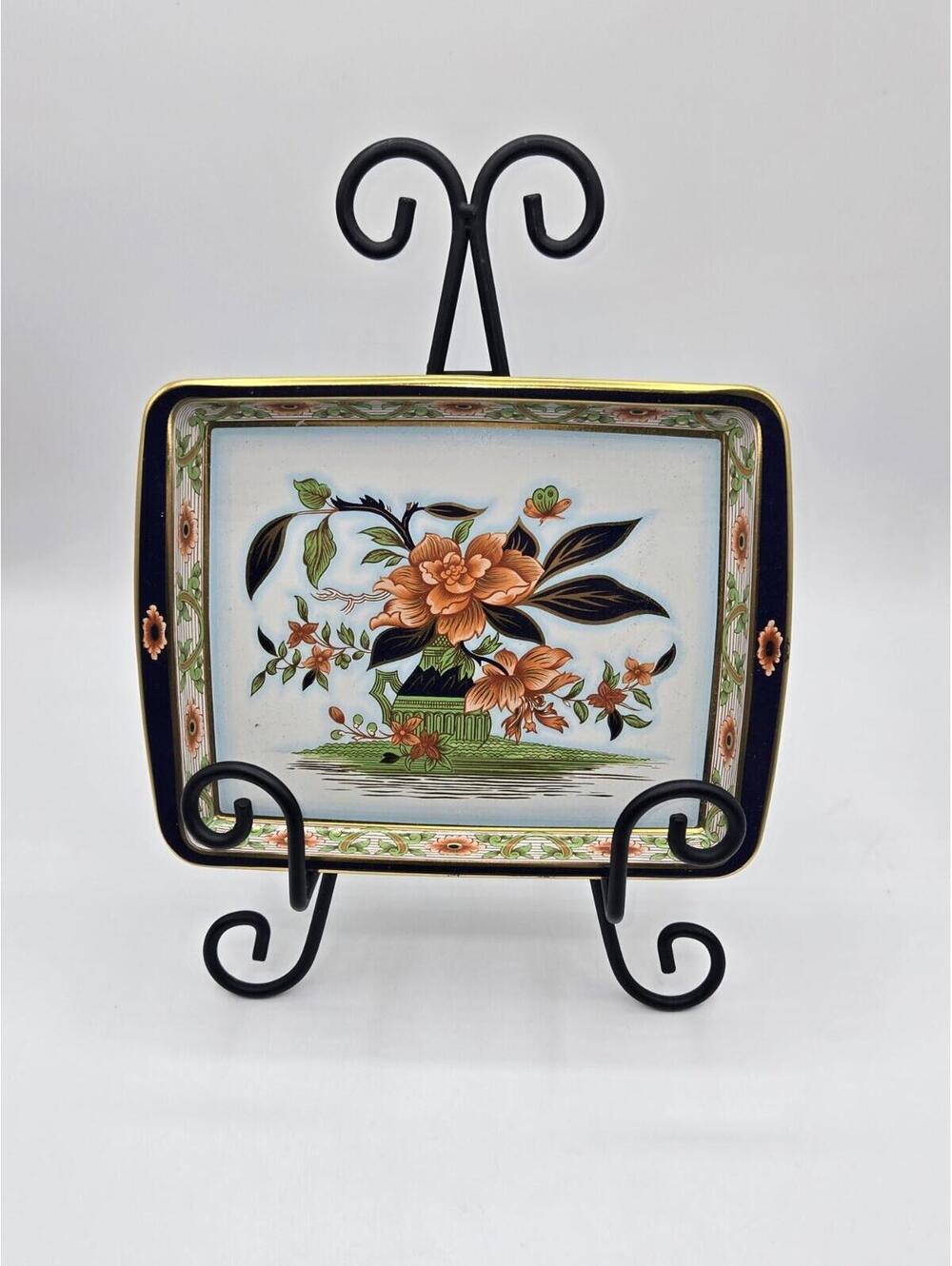 Daher‎ Decorated Ware Floral Metal Tray England Orange Black Gold Rectangular